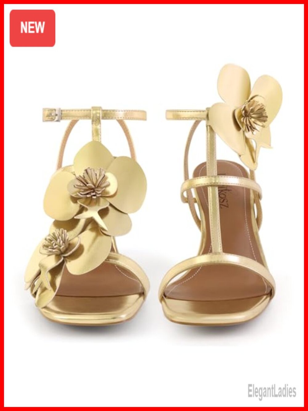LACIKOSZ Faux Leather Strappy High Heel Sandals Square Toe Wedding
